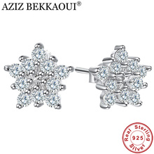 Aziz bekkaoui 100% 925 prata esterlina cristal floco de neve limpar cz brincos para a moda feminina jóias presente dos namorados 2024 - compre barato