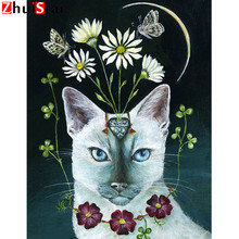 Full Square Drill 5D DIY Diamond Painting "animal Crown cat" handmade 3D Embroidery arts Cross Stitch Mosaic Decor gift XY1 2024 - buy cheap