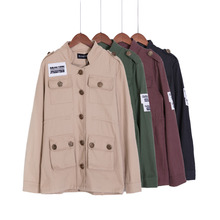 Sm, l jaqueta militar verde do exército, primavera outono mulheres bordado retalhos de cordão casaco dobrável c47001 2024 - compre barato