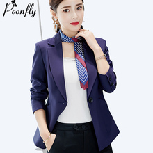 PEONFLY-Chaqueta de manga larga para mujer, chaqueta lisa con un botón, ajustada, para oficina 2024 - compra barato