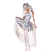 Disfraces de fantasmas blancos disfraces de Halloween para mujeres vestido disfraz de Halloween fantasma novia Cosplay vestido impresión ósea disfraz adulto 2024 - compra barato