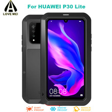 For Huawei P30 Lite Phone Case LOVE MEI Luxury Aluminum Metal Armor Shockproof Case Waterproof POWERFUL Cover Gorilla Glass Film 2024 - buy cheap