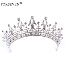 Hair Jewelry Silver Color Crystal Tiara Crown For Wedding Bride Hair Accessories Women Queen Crown Wedding Hair Jewelry 2024 - buy cheap