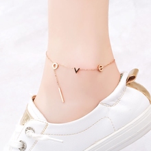 LOVE Letter Anklet for Woman 18KGP Rose Gold Color 316L Stainless Steel Fashion Charm Jewelry Not Fade Gift Free Shipping(GA120) 2024 - buy cheap