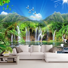 Personalizado mural papel de parede 3d paisagem paisagem fresco sala de estar sofá tv quarto decoração da sua casa auto-adesivo murais de lona à prova dwaterproof água 2024 - compre barato
