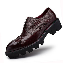 Sipriks de goma gruesa vestido exclusivo de los hombres zapatos Zapatos altos de cuero genuino rojo Mens Brown Derby zapatos de cocodrilo aumento de la altura de la 44 2024 - compra barato