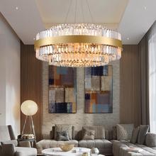 Novo lustre de luxo redondo sala de estar, lâmpada de lobo do hotel, luz decorativa de cristal k9 2024 - compre barato