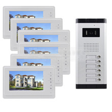 DIYSECUR 7" 4-Wired Apartment Video Door Phone Audio Visual Intercom Entry System IR Camera For 6 Families 2024 - buy cheap