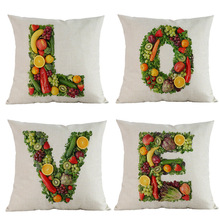 Creative Varied Green Vegetables And Fruits Alphabet A-Z 26 Letters Linen Pillow Case Sofa Kids Room Decoration Cushion Cover 2024 - buy cheap