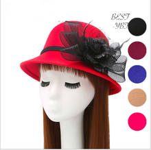 Vogue Ladies Women Girls Mesh Flowers Bowknot Hats Trendy Derby Wool Bowler Fall Winter Warm Lovers Fedoras Princess Caps 2024 - buy cheap