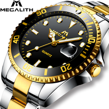 Relógio masculino megalith marca de luxo, relógio de pulso de aço inoxidável impermeável com analógico com datas para homens 2024 - compre barato