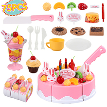 75pcs/set  large size plastic food toy cutting fruit Birthday Cake play house toy birthday gift cozinha de brinquedo 2024 - buy cheap
