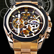 FORSINING Mens Watches Military Army Sport Clock Male Top Brand Luxury Skeleton Clock Transparent Automatic Mechanical Men Watch 2024 - buy cheap