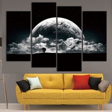 Cuadro a cuadros de salón moderno, cuadro de pared de 4 paneles, planetas, universo, Marco, arte impreso, póster Modular HD, decoración del hogar 2024 - compra barato