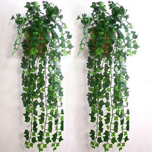 Plantas artificiales de 2,1 M de largo, hojas de hiedra verde, vid de uva falsa, hojas de follaje de partenociso, decoración de boda y hogar 2024 - compra barato