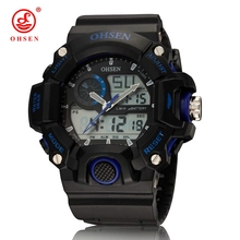 Ohsen relógio de pulso digital masculino de quartzo, relógio azul multifuncional com alarme, esportivo e militar, para mergulho 2024 - compre barato