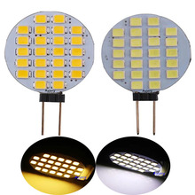 Lámpara LED halógena redonda G4 para Interior de coche, 3528, 1210, 24 SMD, 12V, blanco cálido/blanco, luz de armario para autocaravana, 10 Uds. 2024 - compra barato