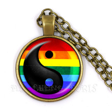 Yin&Yang Rainbow 25mm Glass Dome Pendant Necklace For Women Men Gay And Lesbian Pride Jewelry Parade Demonstration Gift 2024 - buy cheap