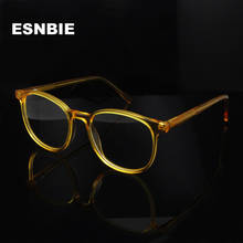 ESNBIE Acetate Clear Glasses Frame Men Round Vintage Eyeglasses Frame Women Green Optical Myopia Glasses Oculos De Grau Feminino 2024 - buy cheap