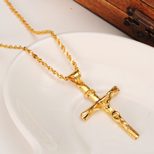 Men Cross Necklace Pendant Women INRI Juses Crucifix Christianity Jewelry 24K Yellow Solid Gold GF INBI Jesus of  Nazareth King 2024 - buy cheap