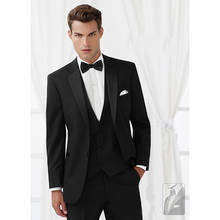 Custom Made Groom Tuxedo Groomsmen Black Wedding Dinner Evening mens suits Best Man Bridegroom men suit (Jacket+Pants+Tie+Vest) 2024 - buy cheap