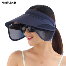 MAERSHEI female summer empty top hat retractable sun visor folding sunscreen outdoor beach hat UV protection sun hat ladies casu 2024 - buy cheap