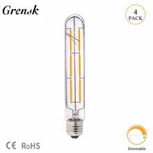 Grensk T30 185mm 6W Vintage LED Filament Bulbs,Tubular Edison Lamp,Warm white 2700K,E26 E27 Base Shape,Dimmable LED lights Bulb 2024 - buy cheap