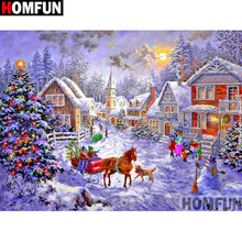 Homfun pintura completa quadrada/redonda 5d diy, pintura de diamante "casa, cena de neve", bordado, ponto cruz, 3d, decoração de casa, presente a11fav 2024 - compre barato