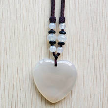 Wholesale 2pcs/lot 2018 new fashion good quality natural white onyx Heart shape charms pendants & necklace jewelry free shipping 2024 - buy cheap