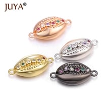 Juya New Copper Cor do metal do embutimento Zircão Shell Conectores para Fazer Jóias DIY Pulseira Artesanal Acessórios Achados 2024 - compre barato