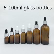 Envío Gratis 5ml-100ml botella de vidrio ámbar con cuentagotas botella de aceite esencial, botella de Perfume de alta calidad 500 unids/lote 2024 - compra barato