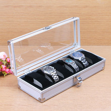 Caixa organizadora para relógio, caixa de luxo em alumínio com grade de 6/12, para exibição de joias, armazenamento para presente 2024 - compre barato