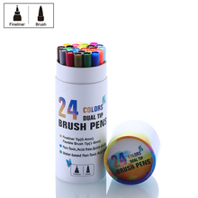 Canetas marcadoras, 24/60 cores, ponta dupla, para aquarela, desenho, pintura, manga, material escolar 2024 - compre barato