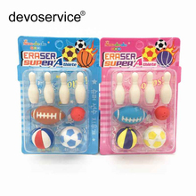 Kawaii Balls Rubber Erasers Set Novelty Bowling Pencil Eraser Rubber For Kids Gift Office School Corrective Stationery Supplies 2024 - buy cheap