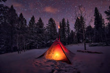 Camp Light Tent Forest Pine Tree Snow Night Galaxy Space backgrounds  High quality Computer print party backdrop 2024 - buy cheap