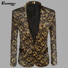 Ropa de Estampado de terciopelo dorada para hombre, trajes de hombre, diseños para hombre, trajes de escenario para hombre, chaqueta para cantantes, blazer para hombre, Vestido de estilo estrella de baile 2024 - compra barato