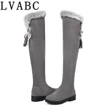LVABC 2018 New Flock Women Over The Knee Boots Lace Up Sexy High Heels Women Shoes Lace Up Winter Boots Warm Size 34 -43 2024 - buy cheap