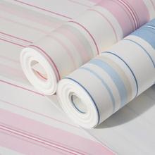 Papel tapiz moderno de rayas verticales para habitación de niños, decoración de pared de salón, no tejido, color rosa, azul y blanco 2024 - compra barato