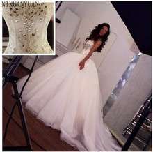 Sparkling Crystal Ball Gown Wedding Dress 2021 Sweetheart Spaghetti Straps Beads Vestido De Noiva Bridal Dress Robe De Mariee 2024 - buy cheap