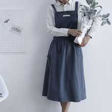 Brief Nordic Wind Pleated Skirt Cotton Linen Apron Coffee Shops and Flower Shops Work Cleaning Aprons for Woman Washing Daidle 2024 - buy cheap