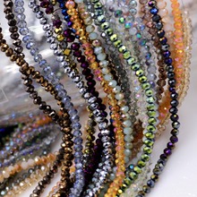 Rondelle Crystal Plated Loose Beads 2/3/4mm Crafts Supplier Faceted Glass Round Beads Diy Making Jewelry Bracelet Wholesale 2024 - buy cheap