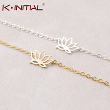 Kinitial lotus pulseiras charme corrente pulseiras & pulseiras para mulheres moda damas de honra yoga flor pulseira jóias 2024 - compre barato