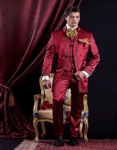 2020 nuevo bordado rojo trajes de boda para hombre 3 piezas (+ corbata chaleco + chaqueta + pantalón) personalizado Prom Groom Party Wear hombre traje esmoquin 2024 - compra barato