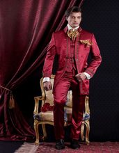 2020 New Embroidery Red Men Suits For Wedding 3Pieces(Jacket+Pant+Vest+Tie) Custom Made Prom Groom Party Wear Men Suit Tuxedo 2024 - buy cheap