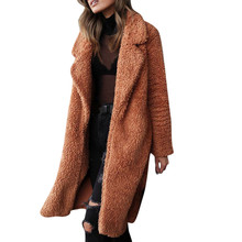 2018 Women Faux Fur Teddy Coat Winter Thick Warm Fluffy Long Fur Coats Fashion Lapel Shaggy Jackets Overcoat Plus Size Outwear 2024 - buy cheap