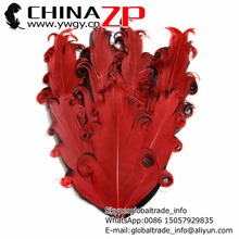 CHINAZP Factory 50pcs/lot Cheap Top Quality Red and Black Curly Nagorie Goose Pad Feathers 2024 - buy cheap