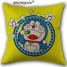 Doraemon льняная хлопковая наволочка с принтом, квадратные декоративные для дома, без ядра, наволочка 45x45 см, одна сторона 2024 - купить недорого