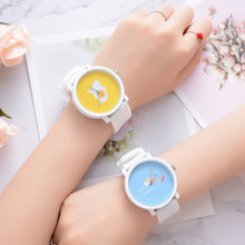 Силиконовый ремешок, модные женские часы с мультяшным рисунком, наручные часы, креативные женские часы relogio feminino, аналоговые часы bayan kol, женские часы B40 2024 - купить недорого