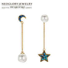 Neoglory Austria Crystal & Rhinesone & Simulated Pearl Drop Earrings Brilliant Star & Moon Stylish For Lady Party Classic 2024 - buy cheap