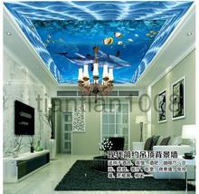 3d murais papel de parede personalizado mundo subaquático golfinho conjunto de papel de parede mural 2024 - compre barato